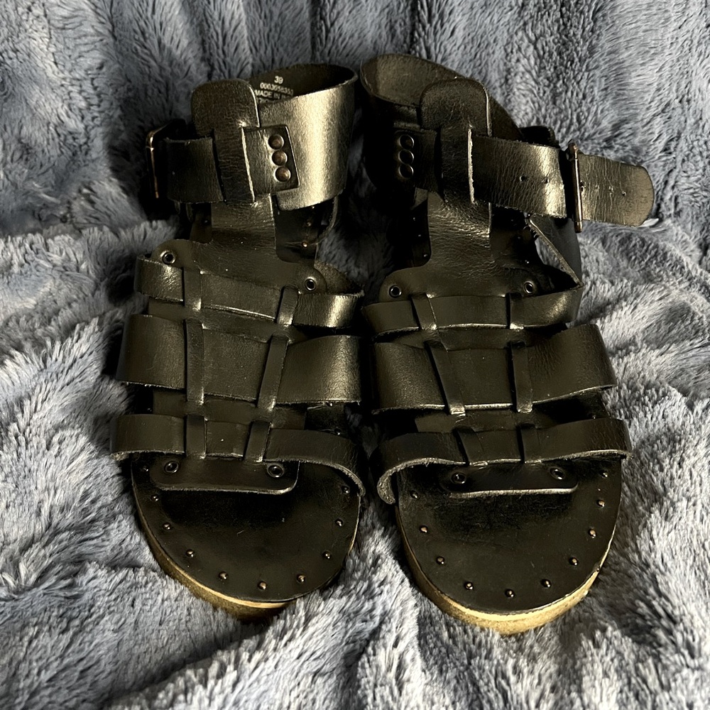 Free People Studded Black Gladiator Sandals
